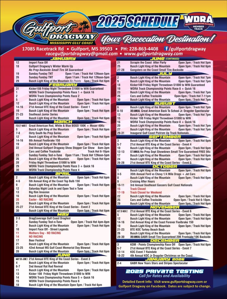 Check Race Dates Gulfport Dragway